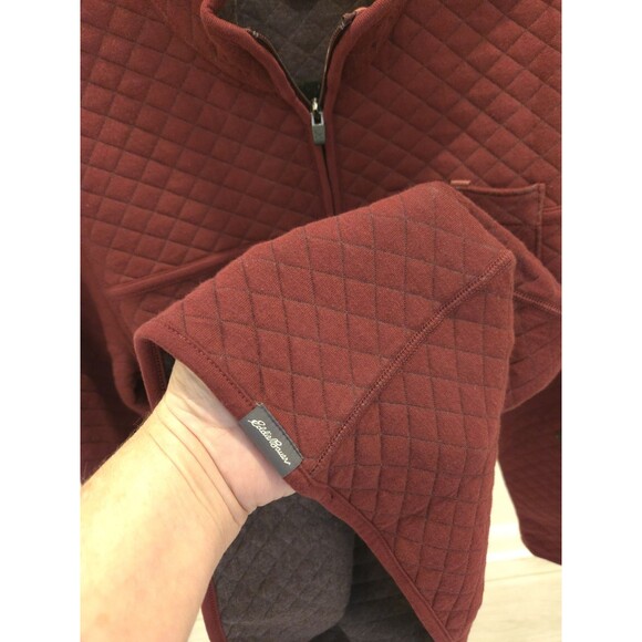 Eddie Bauer Men's NWT Size M Quilted 1/4 Zip Pullover Burgundy Diamond Knit $79 - Picture 4 of 12